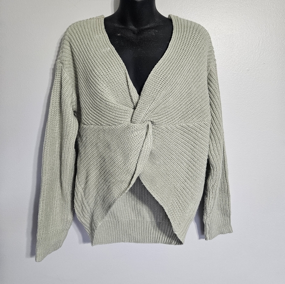 Maverick the collection light green twist back sweater reversible medium M - Picture 4 of 9